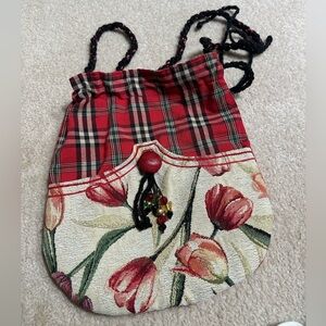 Katinka Factory Red & Green Floral Plaid Bag
